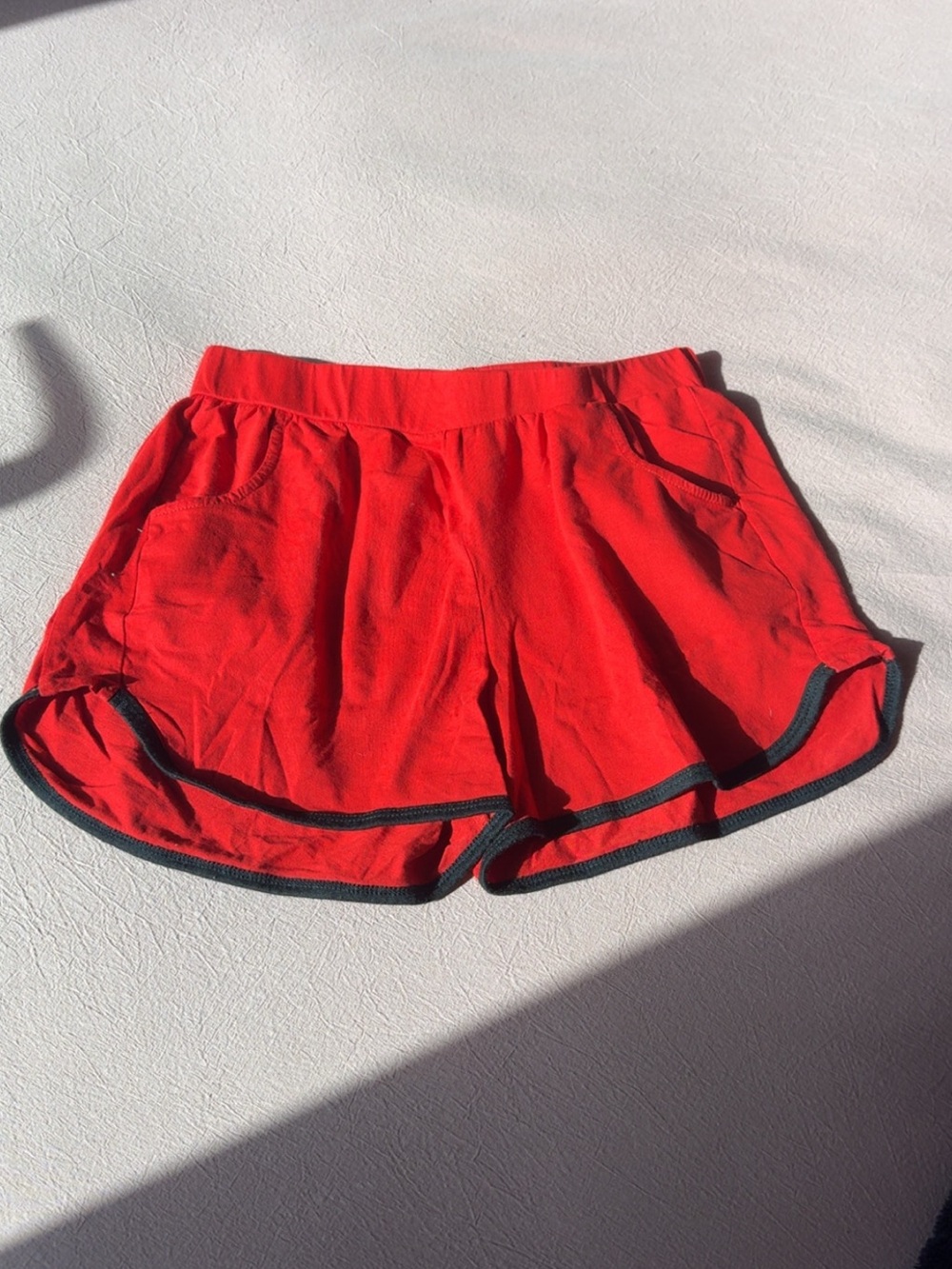 Fashion Nova Red Athletic Shorts with Black Trim